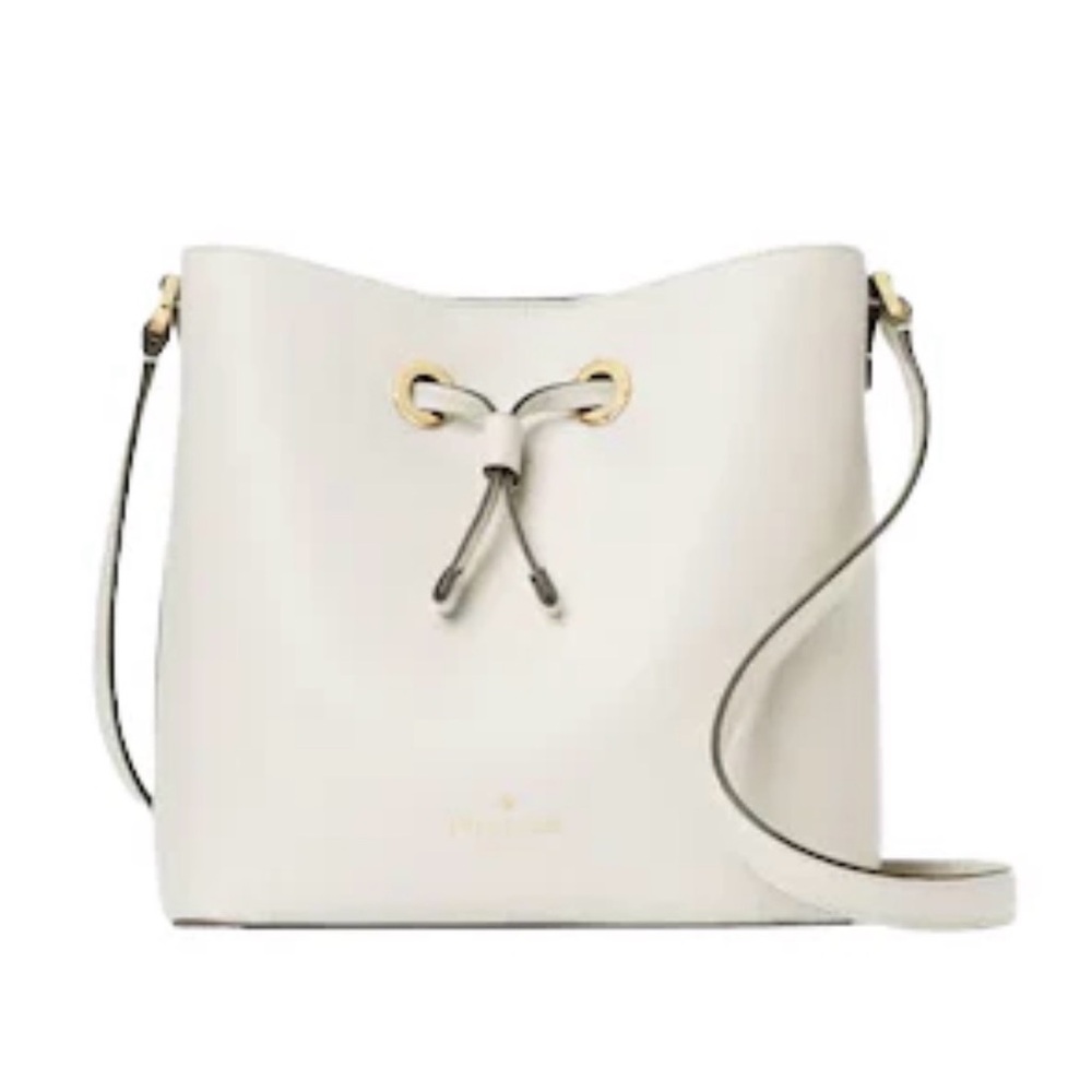 Kate Spade Sadie Bucket Bag—Ivory with silver Accents